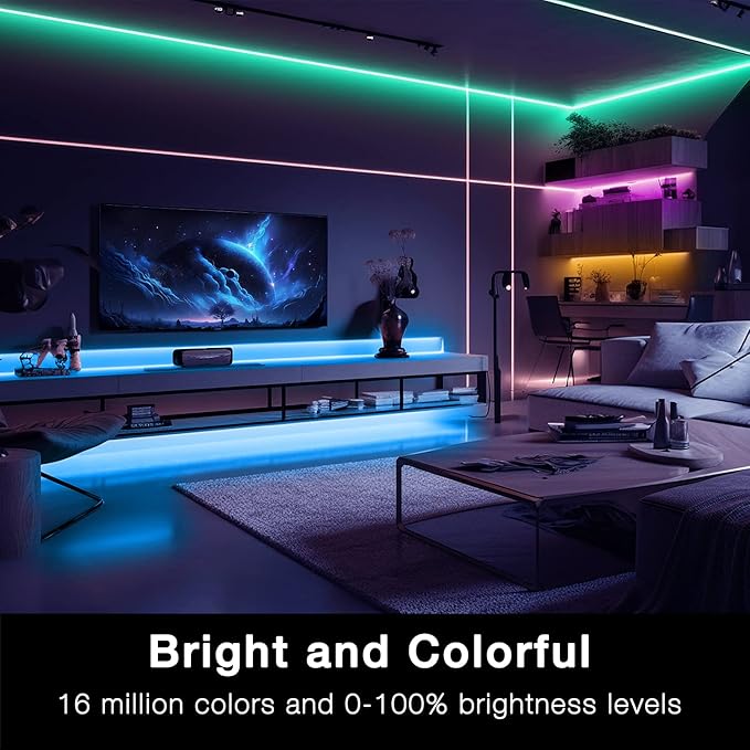 DAYBETTER Smart WiFi Led Lights, Tuya App Controlled, Work with Alexa and Google Assistant, Timer Schedule, RGB Strip Color Changing Décor for Bedroom Party Kitchen, 50ft-CubbioJoy