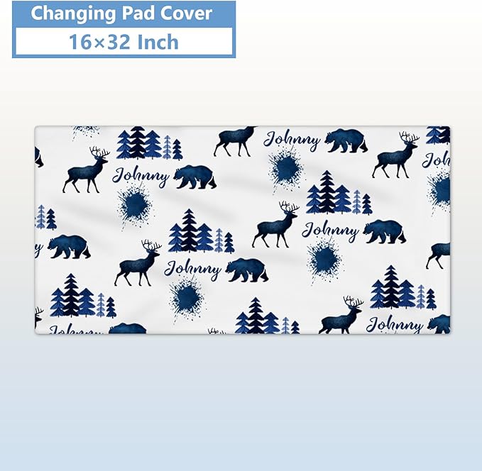 Custom 5-Piece Baby Crib Bedding Set, Personalized Name for Toddlers, Blue Deer Nursery Set for Boy Girl, Double Layer Infant Crib Set, Customized Gifts-CubbioJoy