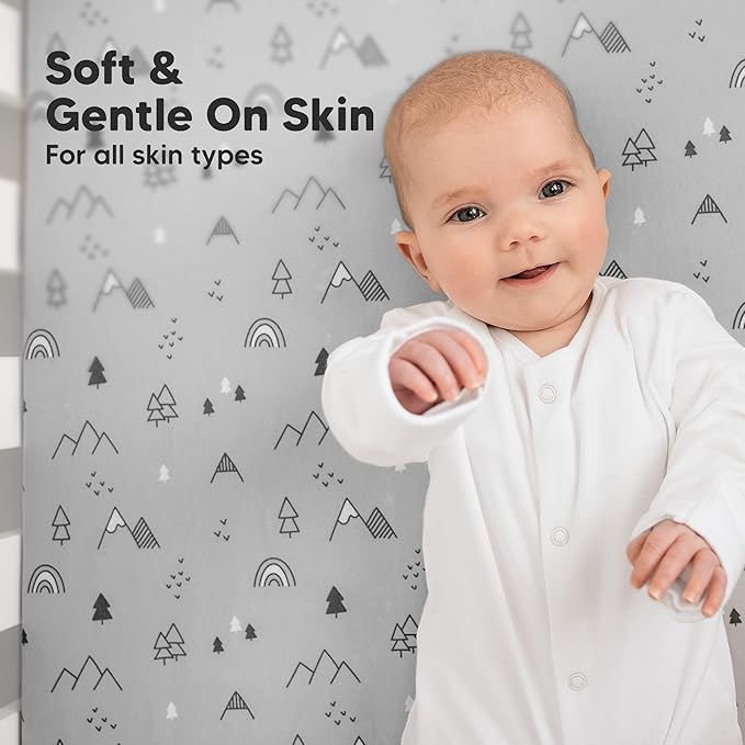 KeaBabies 2-Pack Organic Crib Sheets for Boys, Girls - 52x28 Fitted Crib Mattress Sheet Neutral, Breathable Jersey Cotton Cover for Baby Bed, Toddler Mattress, Soft & Cute Prints (Woodland)-CubbioJoy