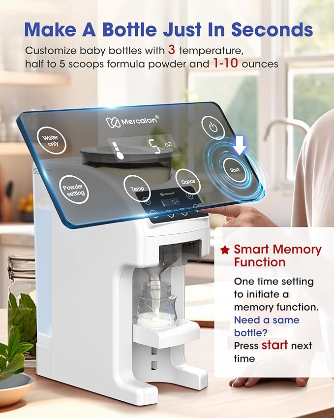 Instant Formula Maker, Fast and Customizable Formula Dispenser Machine with Accurate Temperature Control for Baby, Automatic Powder Blending for All Brands of Bottles and Formula, White-CubbioJoy
