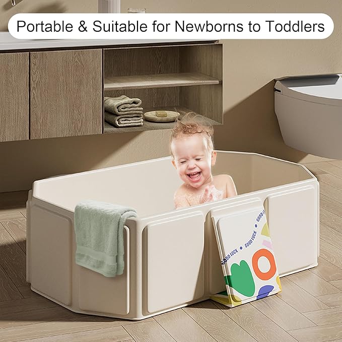 Collapsible Baby Bathtub, Portable & Foldable Bathtub for Newborns to Toddlers, Easy to Store, Lightweight for Home & Travel, SpaceSaver Baby Tubs for Kids-CubbioJoy