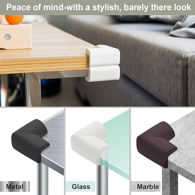 8 Pack Soft Sponge Table Corners, Corner Protector Baby, Baby Proofing Corner Guards, Pre-Taped Furniture Corner Protectors, Child Safety Furniture Bumper, Corner Protectors for furniturey, Black-CubbioJoy