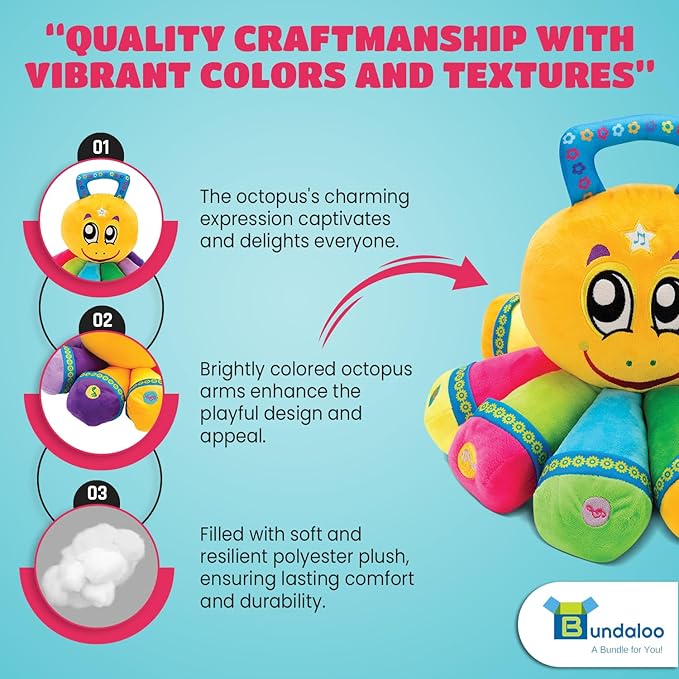 Bundaloo Musical Octopus Plush Toy - Plays Fun Songs and 8 Musical Key Notes | for Children & Toddlers (Octopus)-CubbioJoy