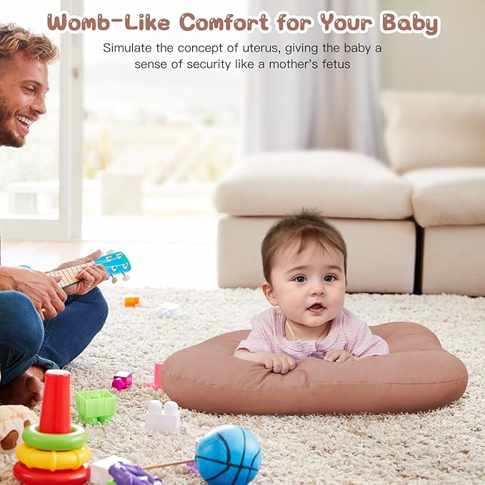 Baby Lounger for Newborn, Bionic Design Baby Lounger, Soft Organic Cotton Breathable Lounger for Infants 0-18 Months (Brown)-CubbioJoy