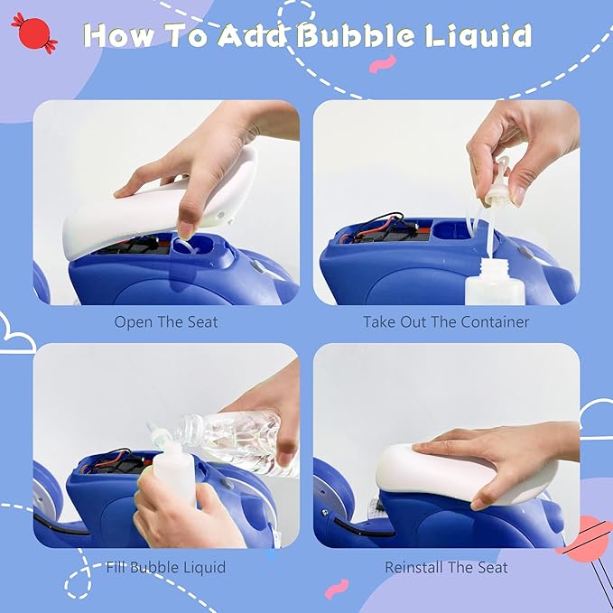 6V Electric Baby Balance Bike with Bubble Machine,4 in 1 Toddler Balance Bike w/Remote Control for 1 Year Old Boys Girls Kids Bubble Bike Ride on Toys w/Powered Motor,Music,LED Lights (Blue)-CubbioJoy