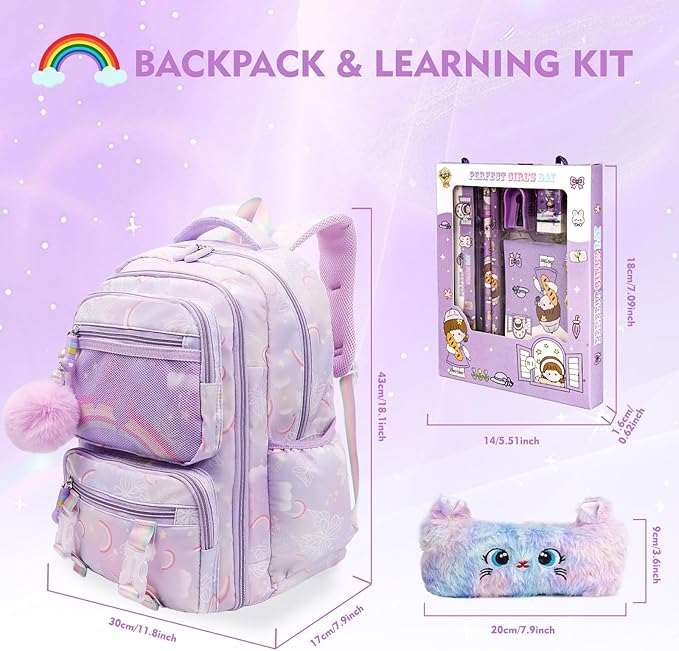 Aesthetic Kawaii Rainbow Backpack-CubbioJoy