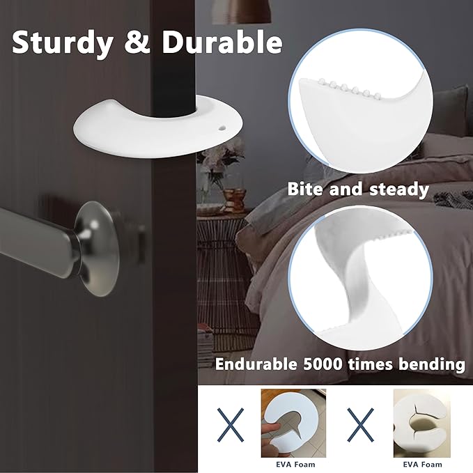 Door Pinch Guard and Door Slam Stopper, Durable Silicone Door Finger Pinch Guard, Prevents Finger Pinch Injuries, Slamming Doors, Door Safety for Kids, 2 Packs White Basic.-CubbioJoy