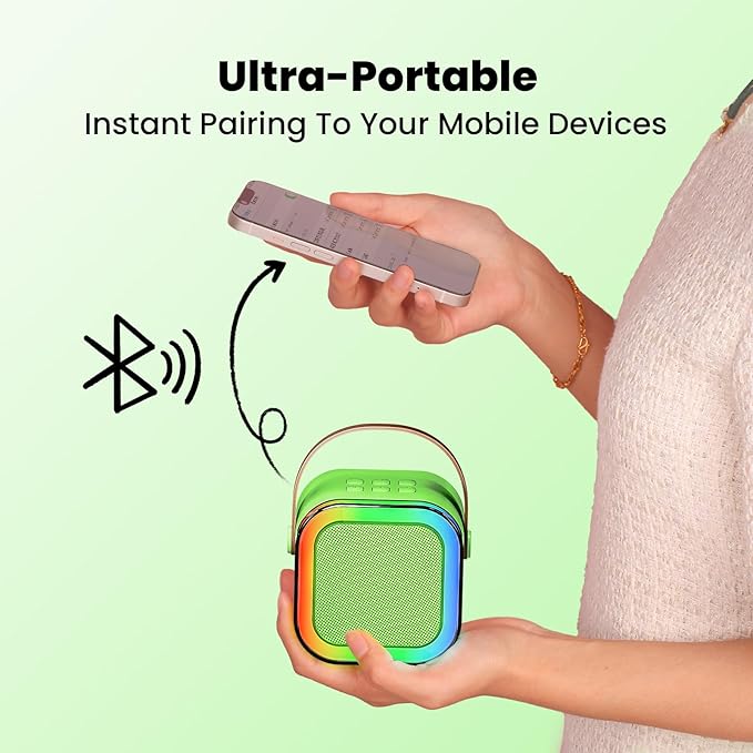 IROO Mini Karaoke Machine for Kids, 2025 TOP Toys Birthday Gifts Ideas for Girls Ages 4, 5, 6, 7, 8, 9, 10, 12+ Years Old, Portable MP3 Player with 2 Wireless Mics for Party-CubbioJoy