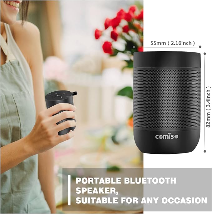Bluetooth Speaker,5.3 Bluetooth Speakers Wireless,TWS Stereo Pairing,Built in Mic,360 HDSound,IP65 Waterproof Speaker,Support TF Card, for Home/Party/Outdoor/Beach, Gift for Men/Women-Black-CubbioJoy