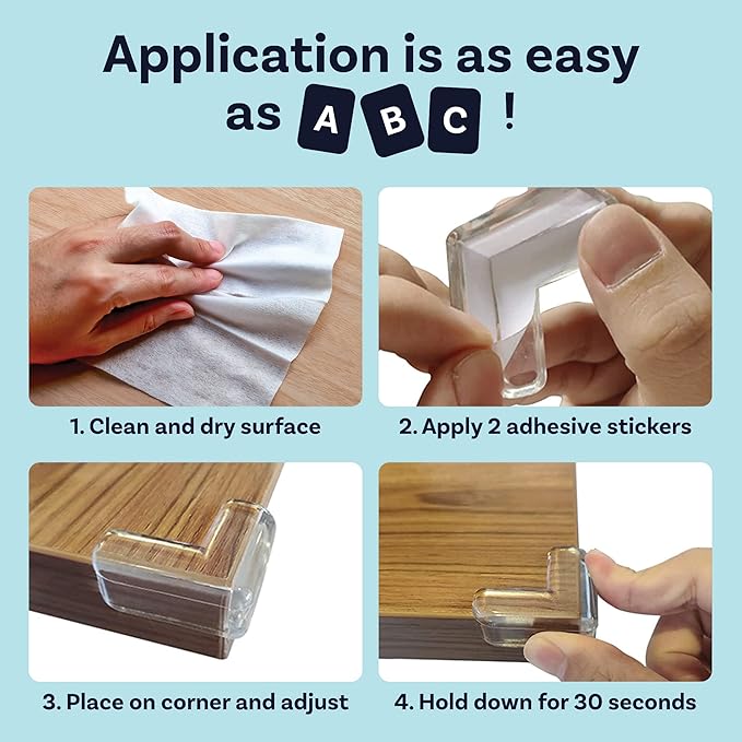 CalMyotis Corner Protector Guards - Furniture Edge Safety Bumpers - Baby Proof Bumper & Cushion to Cover Sharp Furniture & Table Edges - Clear & Transparent - (12 Pack)-CubbioJoy