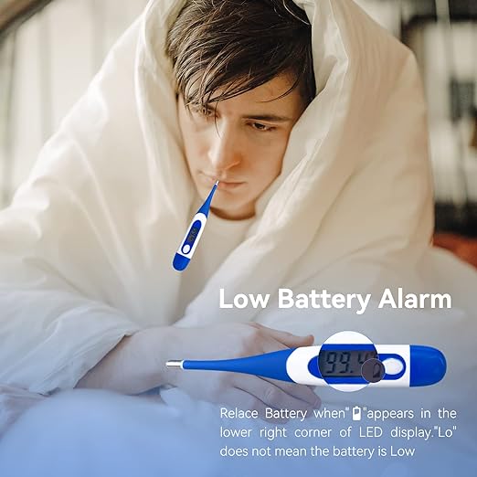 Berrcom Digital Thermometer for Adults, Oral and Underarm Thermometer for Baby and Kids Medical Thermometer with Fever Alarm Rectal Thermometer with Soft Tips-CubbioJoy