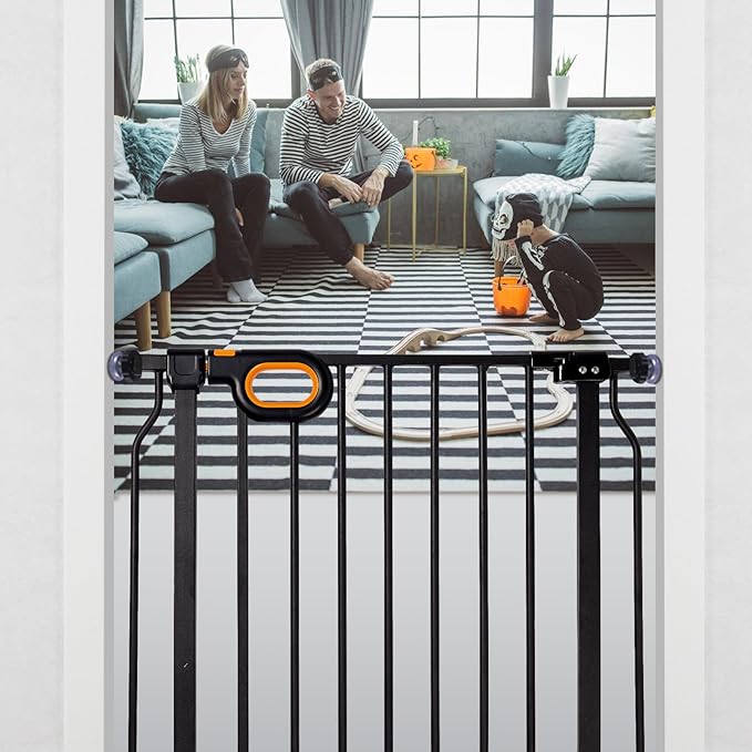 Baby Safety Gate for Stairs 29-33 Inch Wide, Safety House Gate for Baby Pet Gate with Door Pressure Mounting Gates for Kids Toddler Dogs Indoor Stairway Doorway Black (30.5'' Tall)-CubbioJoy