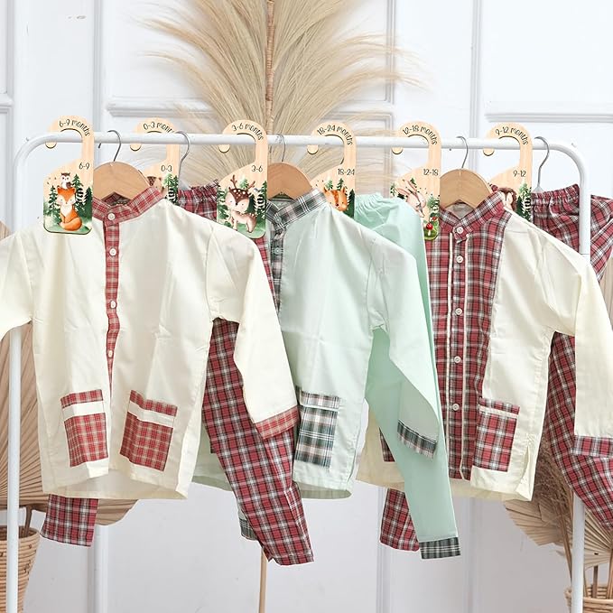 Animals Baby Closet Dividers, 7PCS Wooden Baby Clothes Dividers for Closet Organizers, Newborn to 24 Months Home Animals Theme Nursery Clothes Decor-CubbioJoy