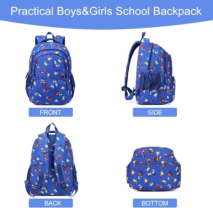 CLUCI Kids Backpack for Boys Bookbags Preschool Toddler Daycare School Bag Elementary Kindergarten Lightweight Waterproof Bluey Backpack Cars-CubbioJoy