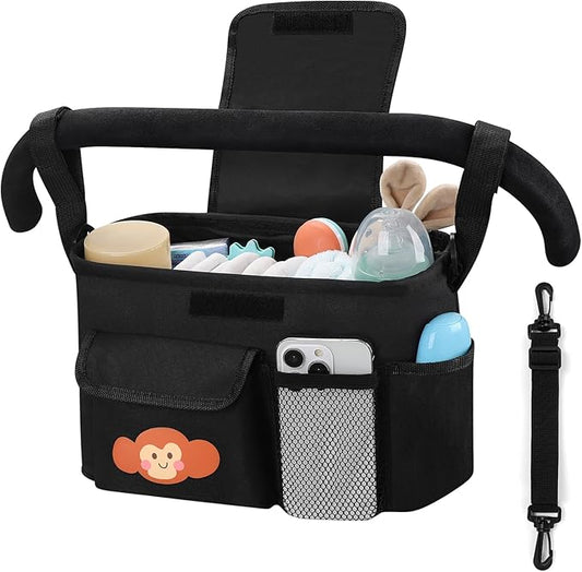 Accmor Universal Stroller Organizer with Cup Holder and Shoulder Strap, Stroller Bag Caddy Organizer Stroller Accessories for Uppababy, Baby Jogger, Nuna, Doona, Britax Strollers-CubbioJoy