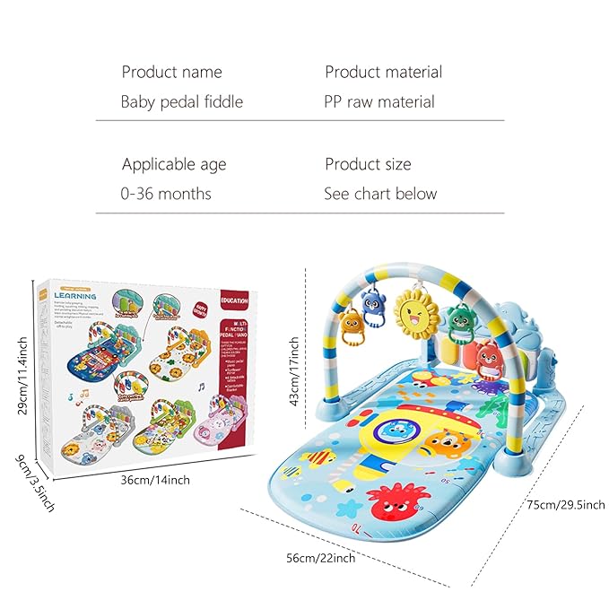 Alive Lovely Baby Gyms Play Mats, Musical Activity Center Baby Piano Gym Mat, Music and Lights Tummy Time Padded Mat for Newborn 0 to 3 6 9 12 Months-CubbioJoy