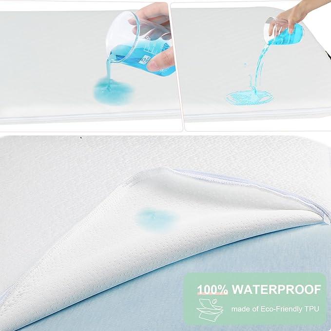ANGELBLISS Bassinet Mattress Topper, Gel Memory Foam Mattress with Removable Cover Fit for Cradle and Moses Basket (32" x 16"), Waterproof Breathable Soft Bassinet Mattress-CubbioJoy