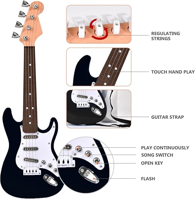 16inch Mini Guitar Toy for Kids and Beginners, Electric Guitar with Strap for Toddlers and Boys and Girls Instrument Toys-CubbioJoy