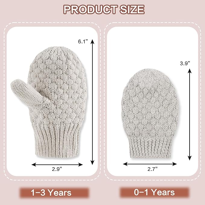 Baby Knit Mittens Toddler Boys Girls Gloves Winter Infant Newborn No Scratch Mitten 0-3 Years-CubbioJoy