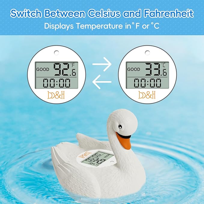 b&h Baby Bath Thermometer, Swan Digital Infant Safe Bath Thermometer - Reliable Temperature Readings - Easy to Read Screen- Shower Timer - Waterproof and Floats in Water, Newborn Must Haves-CubbioJoy