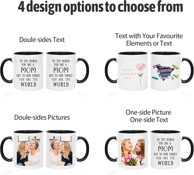 Custom Coffee Mug, Personalized Photo Text and Logo Ceramic Cup, Personalized Gifts for Dad Mom Girlfriend, Best Friend, Christmas Gifts, Party Favors Mug 11oz White Bulk Wholesale-CubbioJoy