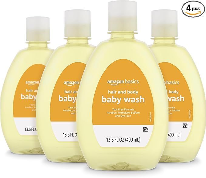 Amazon Basics Tear-Free Baby Hair and Body Wash, Lightly scented, 13.60 Fl Oz (Pack of 4)-CubbioJoy