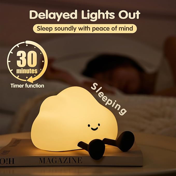 Cloud Night Light for Kids, Adorable Touch Night Lamp Silicone Dimmable LED Nightlight for Nursery Rechargeable Bedside Night Lights for Bedrooms Breastfeeding-CubbioJoy