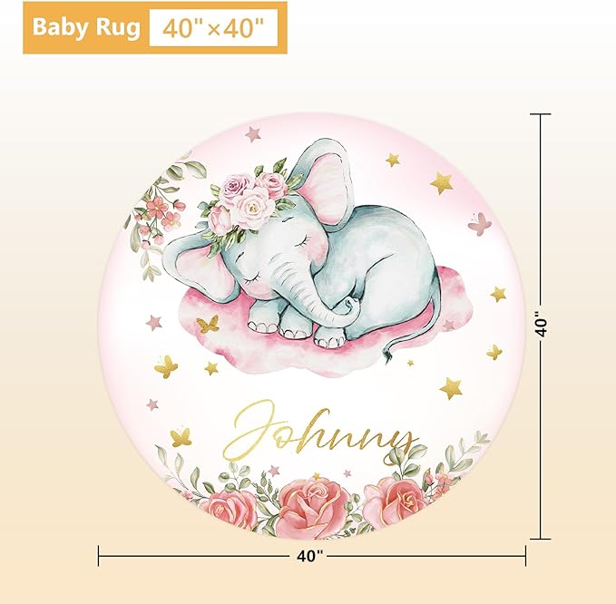 Custom Baby Crib Bedding Set, 5 Pcs Personalized Name Baby Crib Sets for Infant Toddler, Floral Elephant Nursery Bedding Set for Baby Girls, Double Layer Baby Bedding Sets Customized Gifts-CubbioJoy