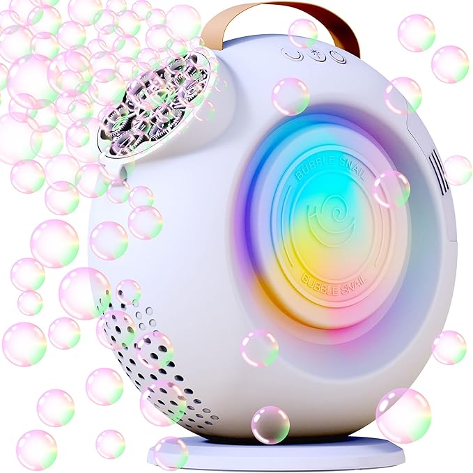 Bubble Machine, Automatic Bubble Maker Rechargeable, 15000+ Big Bubbles per Min, Colorful LED Lights, 90° 360° Rotatable Portable Electric Bubbles Toy for Kids Toddlers, Outdoor Wedding Party Gifts-CubbioJoy