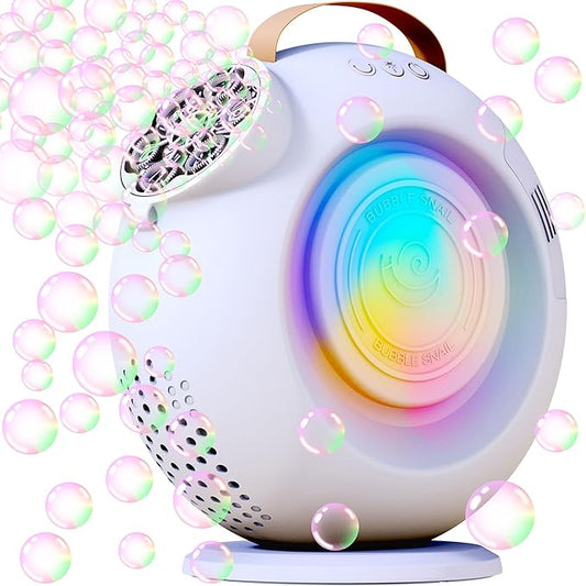 Bubble Machine, Automatic Bubble Maker Rechargeable, 15000+ Big Bubbles per Min, Colorful LED Lights, 90° 360° Rotatable Portable Electric Bubbles Toy for Kids Toddlers, Outdoor Wedding Party Gifts-CubbioJoy