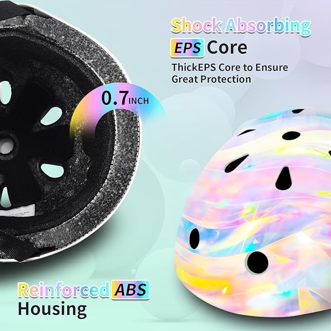 Adjustable Kids Bike Helmet with Knee & Elbow Pads Set, Color Gradient Design for Boys and Girls Aged 3-14+, for Skateboarding, Scooter, Roller & Inline Skating, Longboard-CubbioJoy