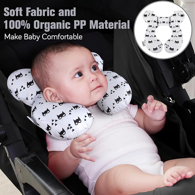 KAKIBLIN Baby Travel Pillow for Head and Neck, Upgraded Baby Support Pillow, Baby Neck Pillows for Car Seat,Pushchair,Travel, Grey-CubbioJoy