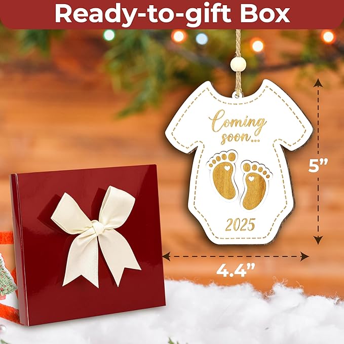 Christmas Pregnancy Announcement Ornament - New Baby Coming Soon 2025 Ornaments, Pregnant Christmas Ornament 2024 for Husband Mom, Expecting Parents to Be Gifts Baby Announcement Ideas-CubbioJoy