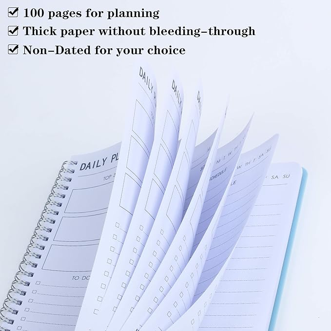 TREES Hourly Daily Planner Undated with To-Do List, Meals, Notes,Appointment Planner Book 10" x 7.3", Flexible PVC Cover,Twin-Wire Binding-CubbioJoy