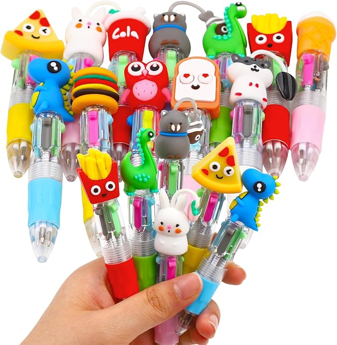 12Pcs Mini Multicolor Pens in One 4-in-1 Cute Pens Bulk for Kids, Ballpoint Pen for Birthdays and Children's Parties, Fun Pen Gifts Assorted Ink Kawaii Pen-CubbioJoy