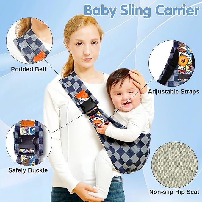 Baby Sling Carrier 2025 Baby Carrier Newborn to Toddler Sling Lightweight Baby Carrier Sling with Adjustable Straps Toddler Carrier Baby Wrap Sling for 10-30 lbs (Brown Leopard)-CubbioJoy