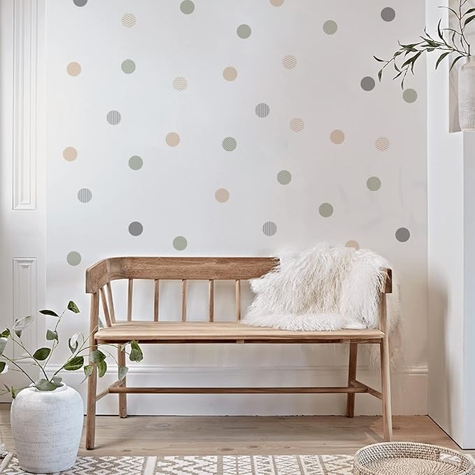 Boho Polka Dot Wall Decals 72 PCS, Removable Wall Decals Kids Room Decor Vinyl Murals DIY Cute Decorations (12 Sheets)-CubbioJoy