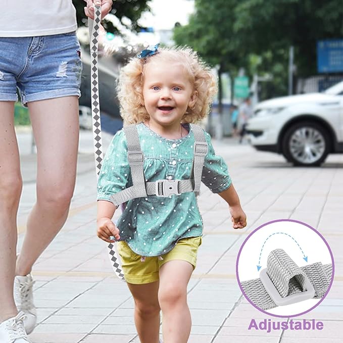 Accmor Toddler Harness Leash, Cute Deer Kids Harness + Anti Lost Wrist Link, Collapsible Child Leash for Outdoor Travel, Portable Baby Walking Harness Protector Wristband Strap for Baby Girls-CubbioJoy
