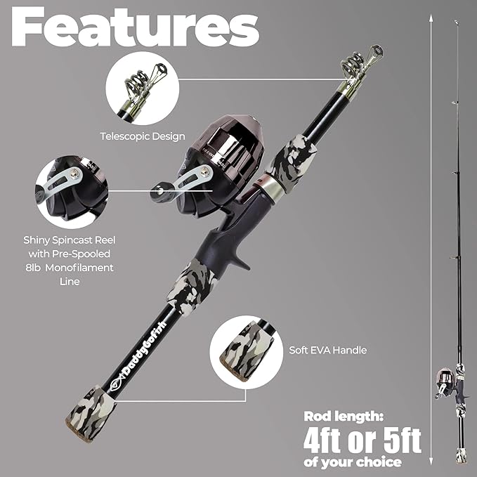 DaddyGoFish Kids Fishing Pole - Rod Reel Combo Tackle Box Starter Set - First Year Small Gear Kit for Boys Girls Toddler Youth Age Beginner Little Children-CubbioJoy