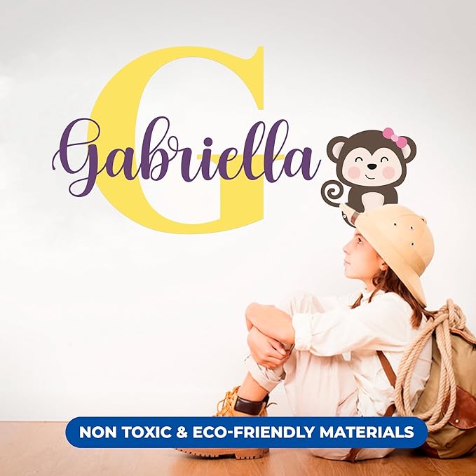 CRYPTONITE Personalized Name Jungle Animals Vinyl Wall Decor I Nursery Wall Decal for Baby Boy & Girl Decoration I Stickers for Kids I Multiple Options for Customization (D. Monkey)-CubbioJoy