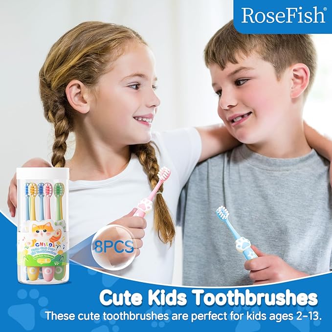 8 Pack Kids Toothbrushes Extra Soft Toddler Toothbrush 2-8 Years Children Manual Toothbrushes for Clean Teeth Cute Kid Toothbrushes Make Your Toddler Love Brushing Teeth-CubbioJoy