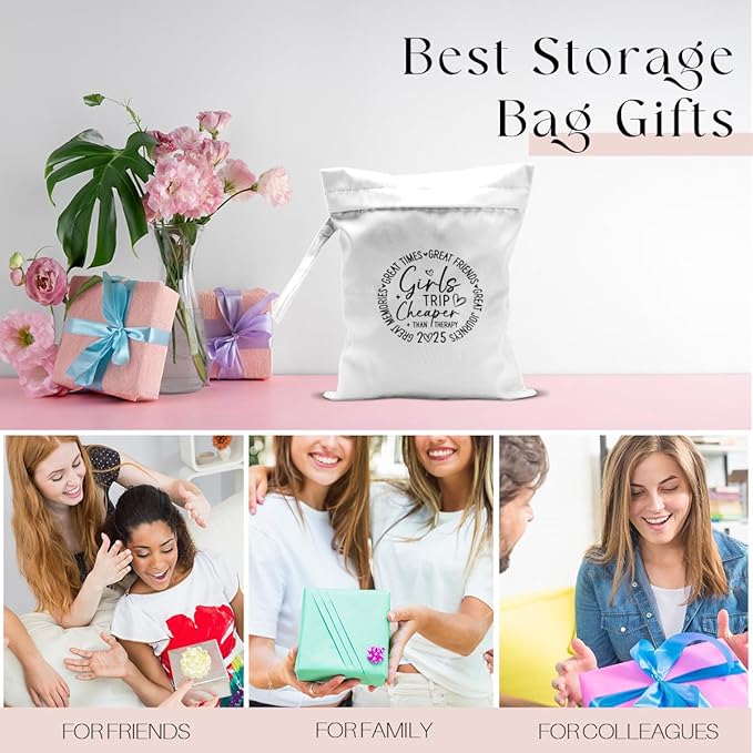 Girls Trip Gifts Wet Dry Bag, Beach Bag Wet Bag Favors, for Swimsuit Toiletry Travel Essentials For Women Aloha Bags, Beach Travel Gym Laundry bags for Dirty Diaper Swimsuit Gifts (White)-CubbioJoy
