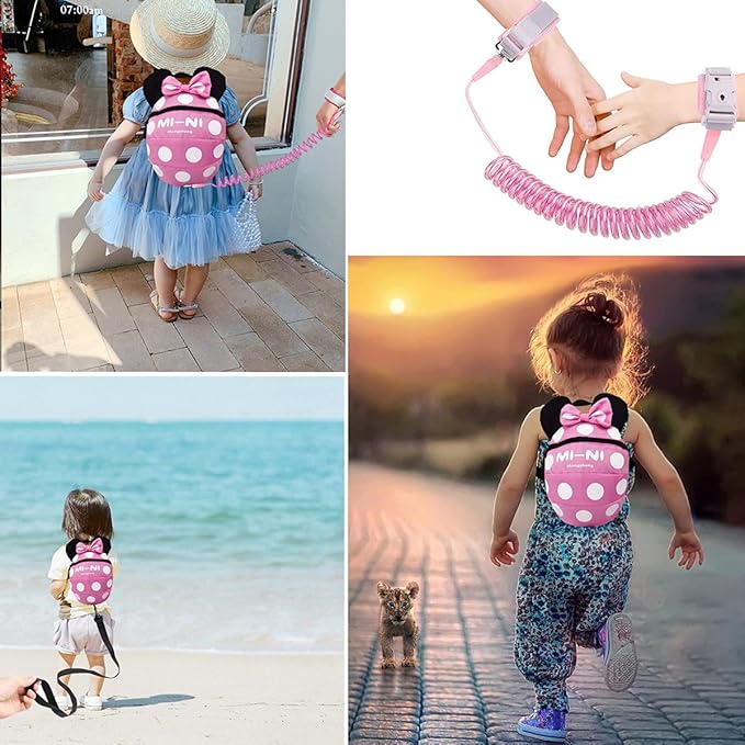 CZSYZCZS Toddlers Leash + Anti Lost Wrist Link Child Kids Safety Harness Kids Walking Wristband Assistant Strap Belt (pink)-CubbioJoy