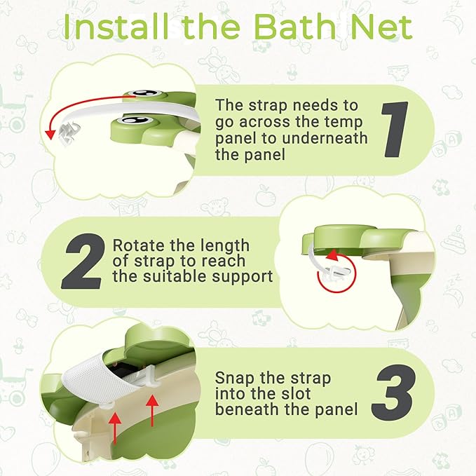 Baby Bathtub, Collapsible Newborn Bathtub for Infant to Toddler 0-24 Months with Soft Cushion and Thermometer,Portable Travel Newborn Tub with No-Slip Feet, Baby Shower Gifts,Green-CubbioJoy