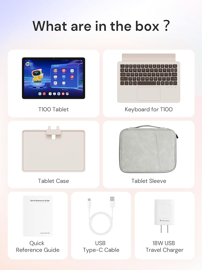 AI Kids Tablet with Scanner - 50000+ Content AI Tutor Learning Tablet with ELA, Math, ABC, Word, Read, Phonics, STEM for Homeschooler Educational Study for PreK - G6 (TalPad T100 with Keyboard)-CubbioJoy