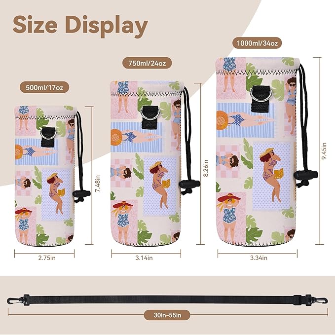 AUPET Water Bottle Sling Bag Carrier Crossbody Sleeve,Insulated Neoprene Bottle Case Holder Pouch Cover 500ML/17oz with Shoulder Strap for Walking Women Men-CubbioJoy