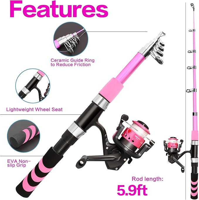 Collapsible Telescopic Fishing Rod and Reel Combo Push Button Small Fishing Pole Kit Beginner Youth Boys Fishing Starter Set Tackle-CubbioJoy