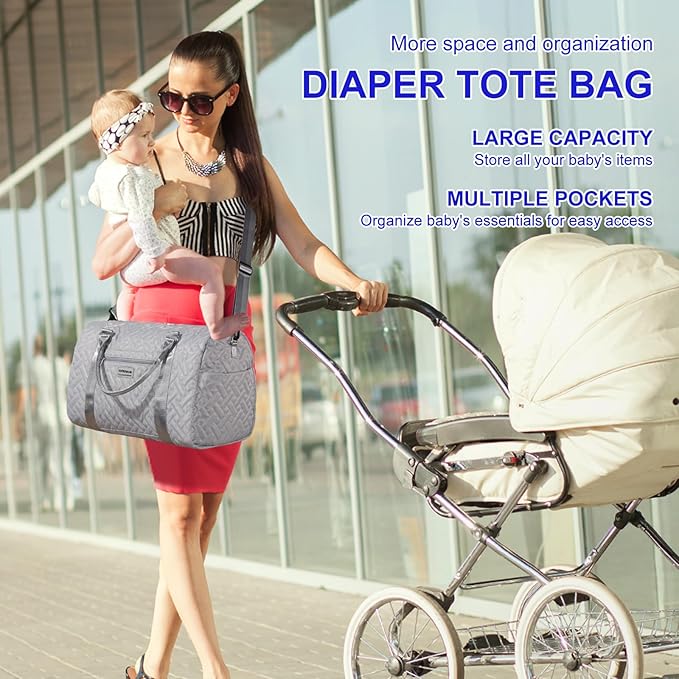 Diaper Bag Tote: Mommy Bag, Baby Bag for Boy and Girl, Mom Hospital Bag, Twins or 2 Kids Diapers Bag-CubbioJoy