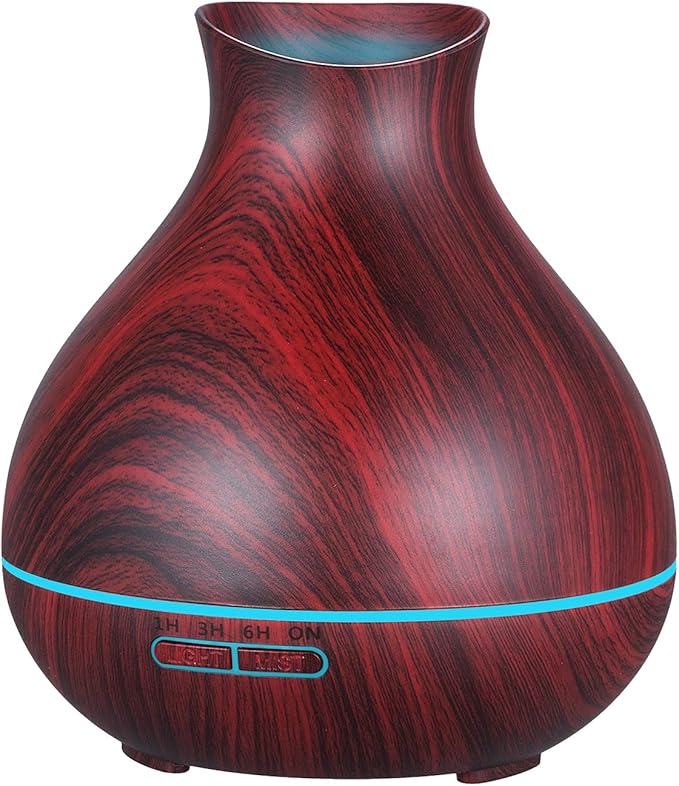 BZseed Aromatherapy Essential Oil Diffuser 550ml 12 Hours Wood Grain Aroma Diffuser with Timer Cool Mist Humidifier for Large Room, Home, Baby Bedroom, Waterless Auto Shut-off,7 Colors Lights Changing-CubbioJoy
