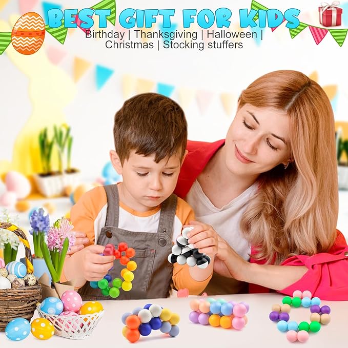 2PCS Sensory Fidget Toys for Adults Kids Teens, Easter Basket Egg Stuffers for Toddlers Boys Girls,Easter Present for Kids,Stress Balls ADHD Tools Autism Toys ,Travel Toys for Ages 5-7 8-13(I)-CubbioJoy